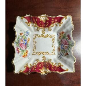 Vtg 1935-1940 Royal Albert Canterbury Bone China Nut Trinket Dish 4" Square